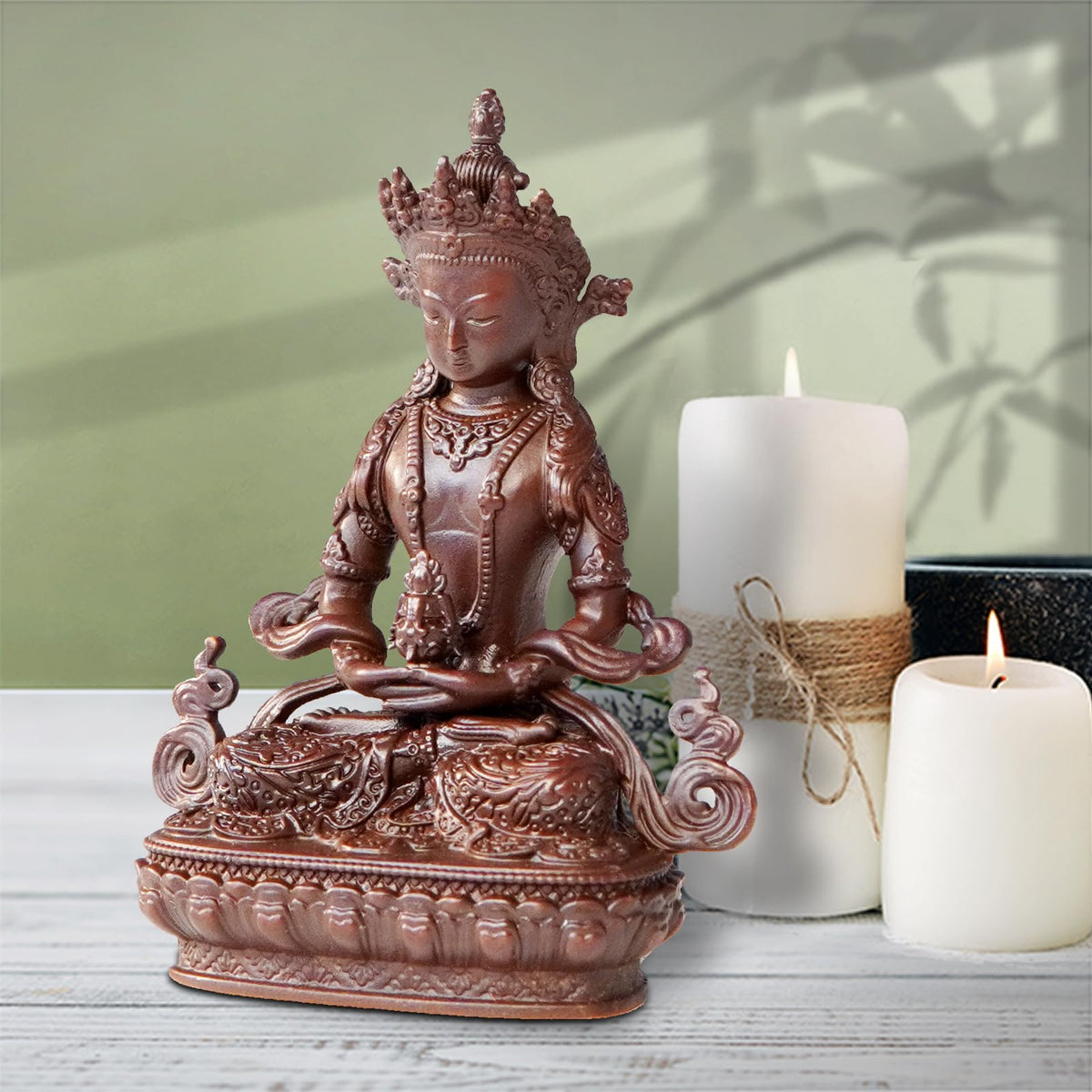 Amitayus Buddha Statue Pure Copper Handmade Zen Meditation Decor (Amitayus)