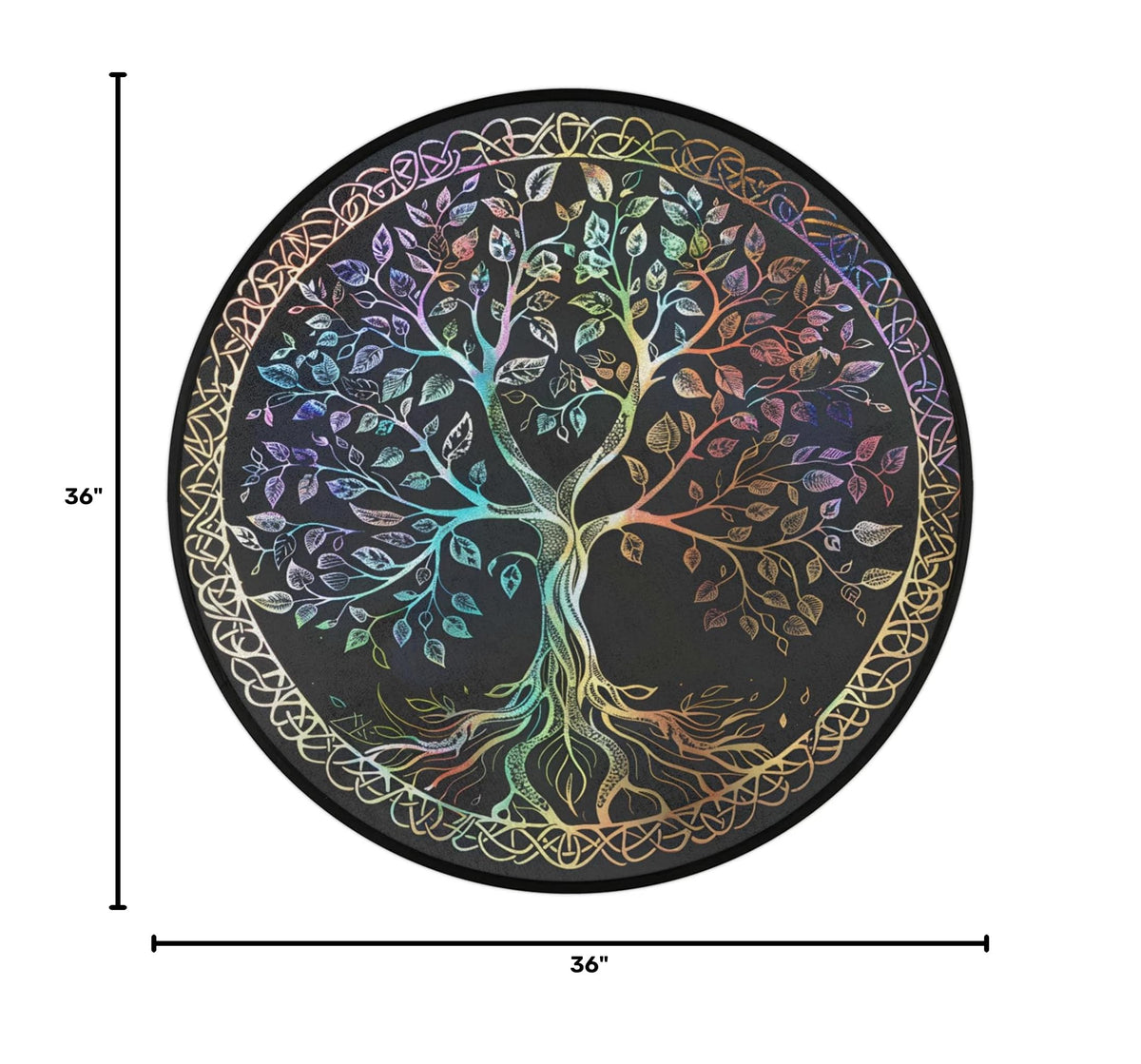 3 Ft Tree of Life Round Rug Circle Area Rugs Circular Door Mat for Indoor (A:a-7 / 3'3" (Round))