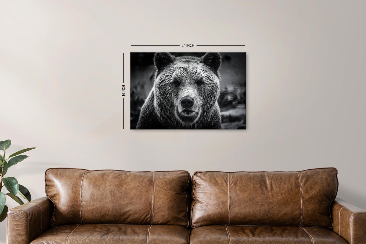 Bear Wall Art Black and White Wildlife Animal Picture Wall Decor Natural Bears Portrait Photo Prints Vintage Beast Painting Poster Safari Artwork for Living Room Bedroom Office Home Decoration 16x24” (24"L x 16"W / BKBEAR)