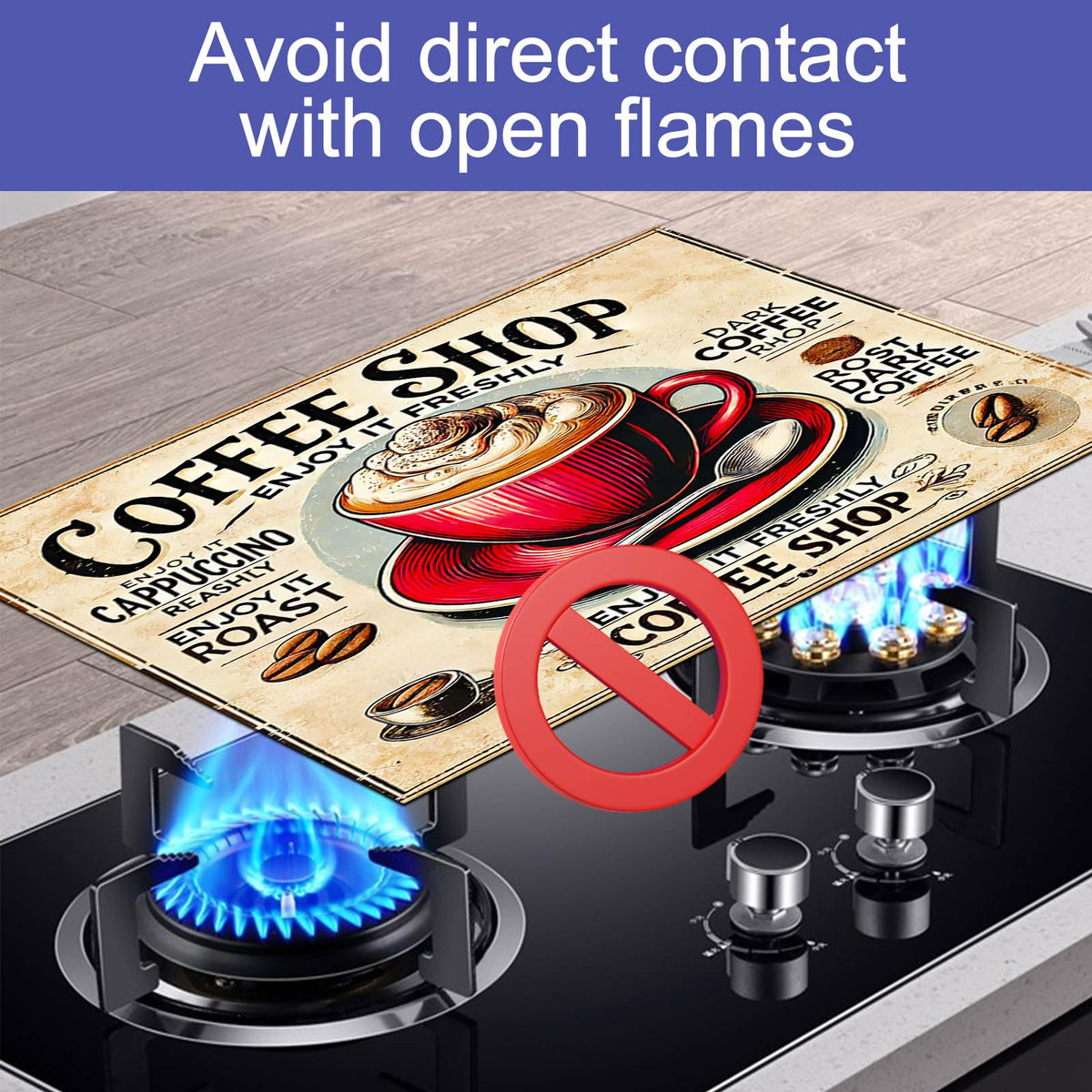 Stove Top Cover 28x20 Coffee Shop Vintage Heat Resistant Mat
