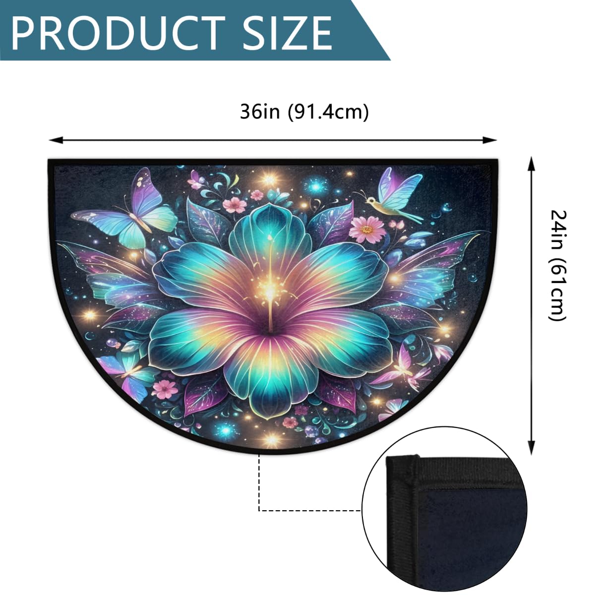 Flowers Half Round Door Mat Non (A:a-8)