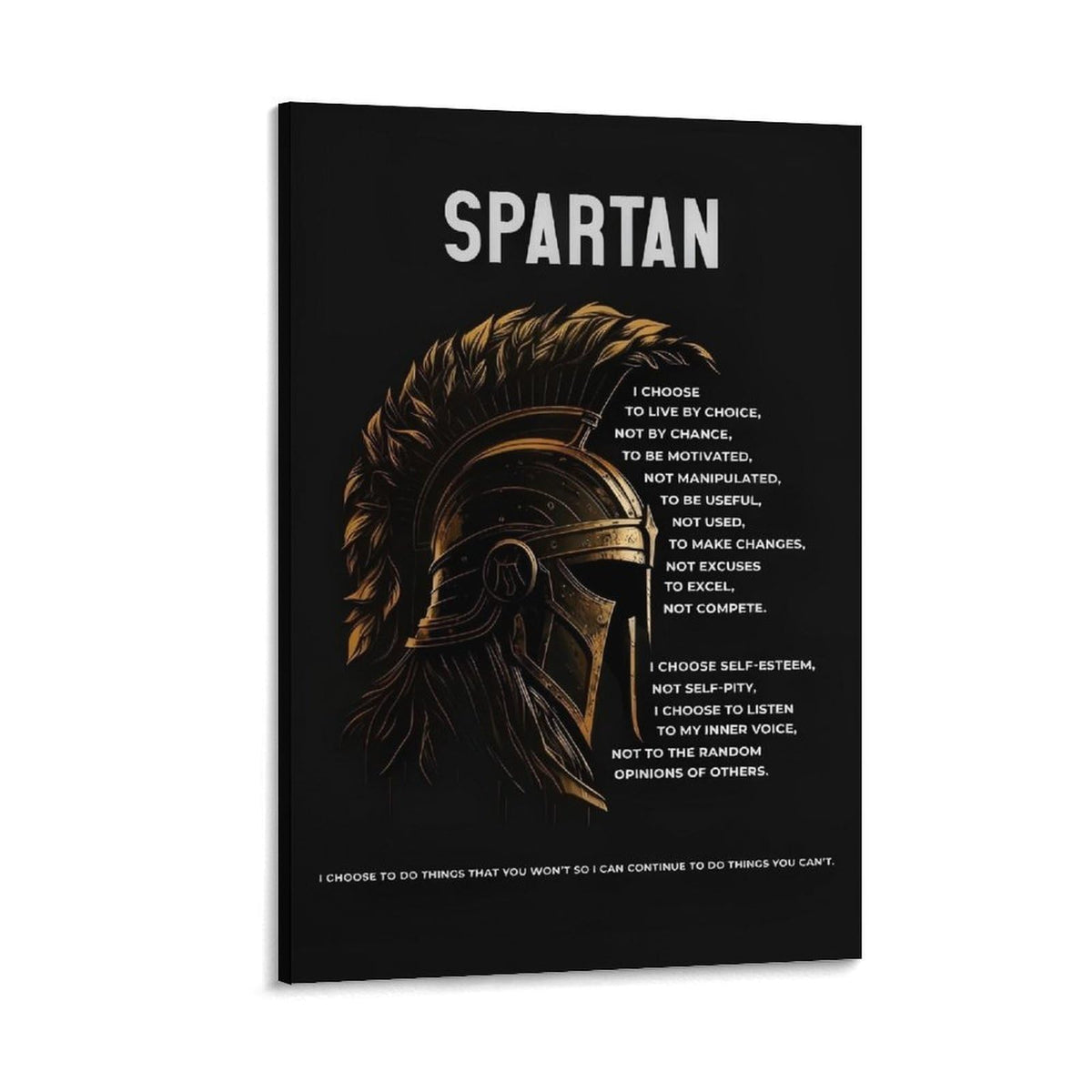 Spartan Quote Motivational Room Aesthetic Canvas Printing Wall Art Prints Wall Decor Posters Black Gold Warrior Helmet Philosophy Modern Home Bedroom Office Gym Decoration 24x36inch (style-18 / 24x36inch(60x90cm) Frame)