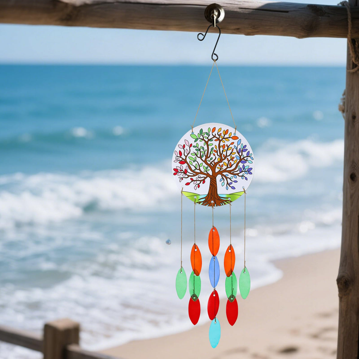 Tree of Life Glass Wind Chimes for Outside