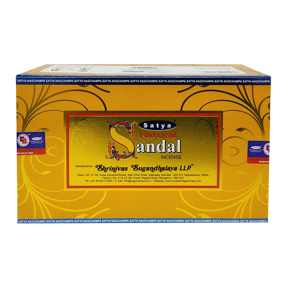 Natural Sandal Incense Sticks and Incense Stick Holder Bundle Insence Insense Satya Incense (Natural Sandal 15g - Pack of 12)