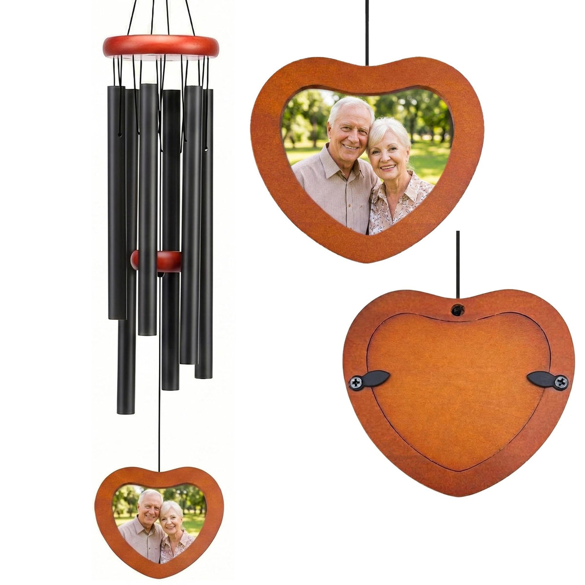 Photo Frame Design Wind Chimes for Outside Soothing Melodic Wind Chime 26" to Create a Zen Atmosphere. Sympathy (Black PHO 26'')