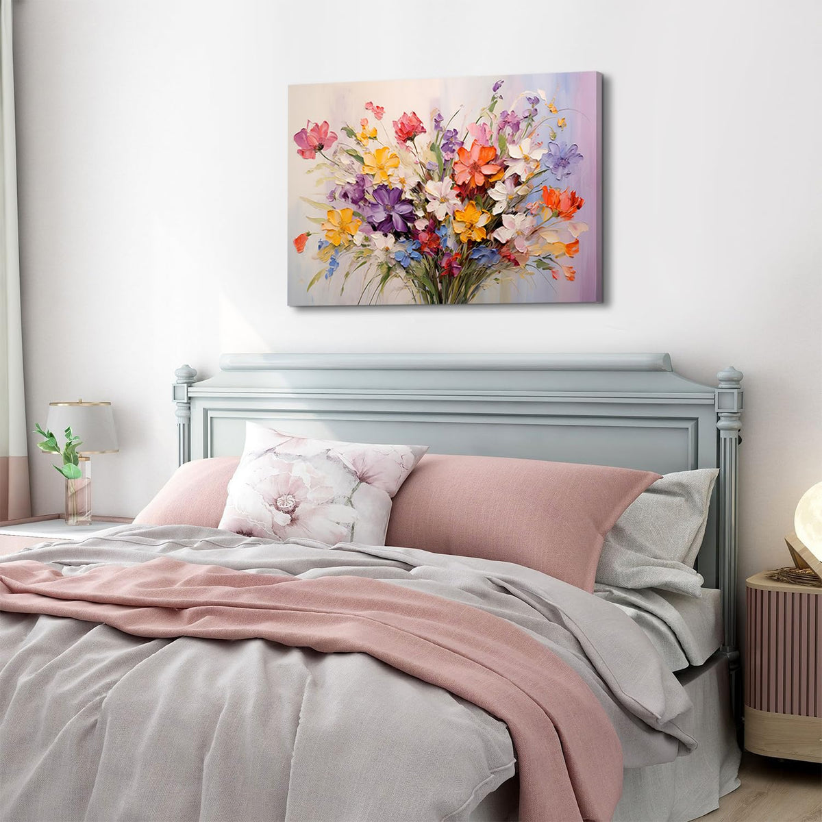 Large Colorful Flower Canvas Wall Art Daisy Poppy Picture Wildflower Wall Decor for Bedroom Abstract Nature Botanical Painting Prints Watercolor Floral Poster Artwork Living Room Decoration 32x48" (48"L x 32"W / Flower)