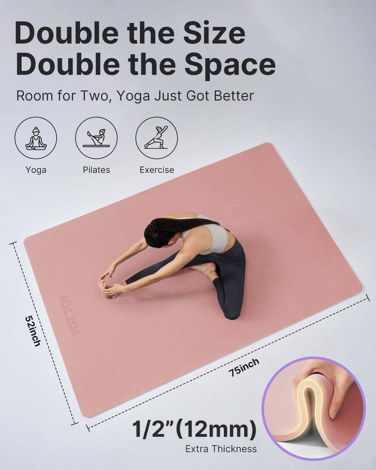 Large Yoga Mat (Pink / 75*52*1/2inch)