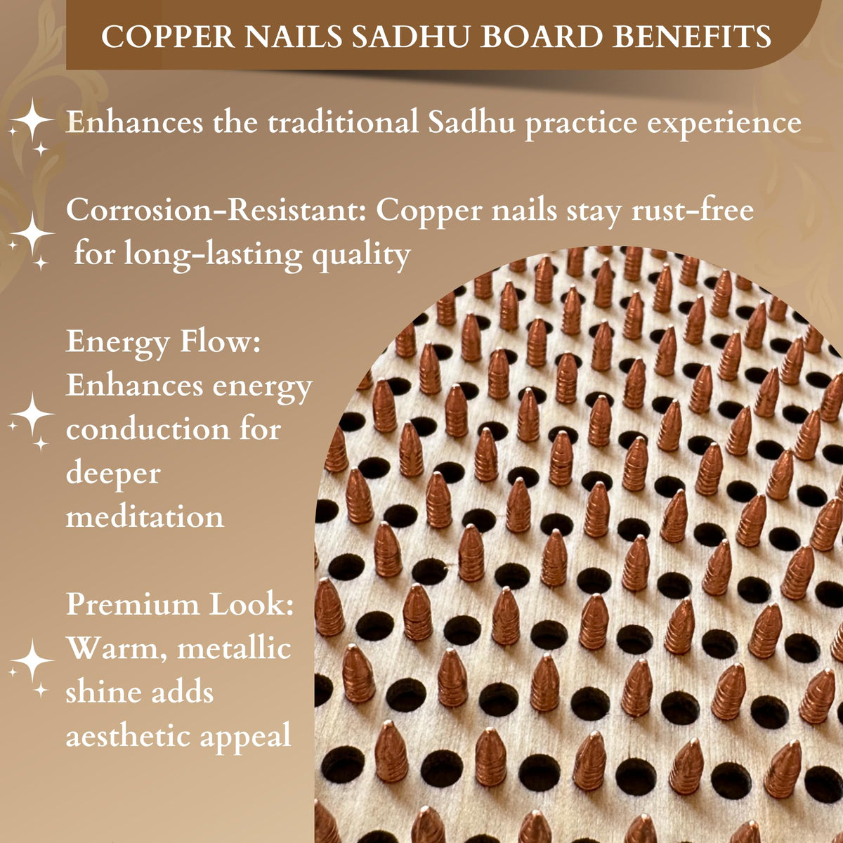 Sadhu Board Specially Crafted Solid Copper Nails (Lotus Flower White)
