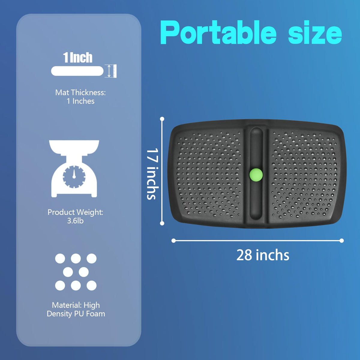 1 inch Thick Anti Fatigue Kitchen Mat Standing Mat with Massage Ball (28"L x 17"W x 1"Th)
