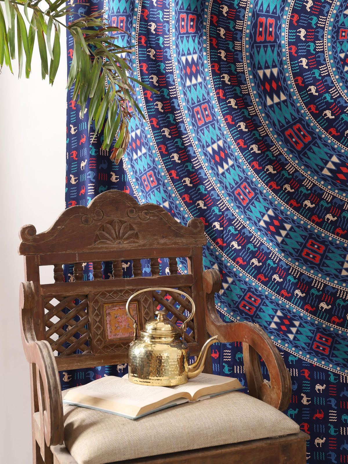 Queen Mandala Hippie Hippy Camel Ethinic Psychedelic Tapestry Wall Hanging (105L" x 81W" / Camel Blue)