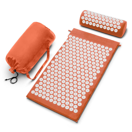 Sivan Acupressure Mat & Pillow Set for Back & Neck (Orange/White / Large)