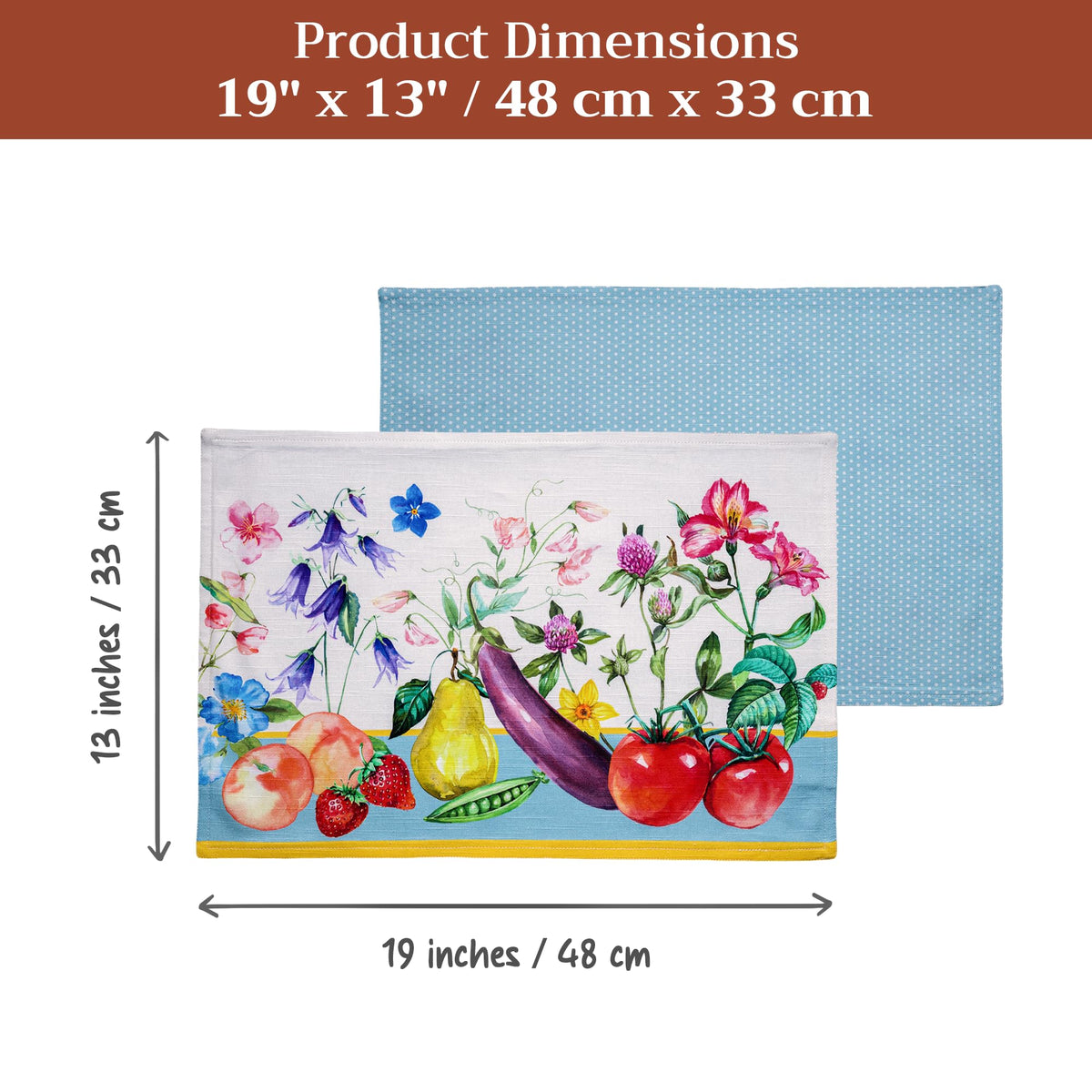 Placemats Set of 4 Reusable 100% Cotton (122 - Giverny / 13" X 19" (Pack of 4))