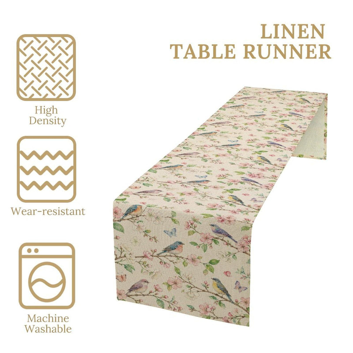 Vintage Botanical Birds Table Runner (13x90inch / Floral Birds)