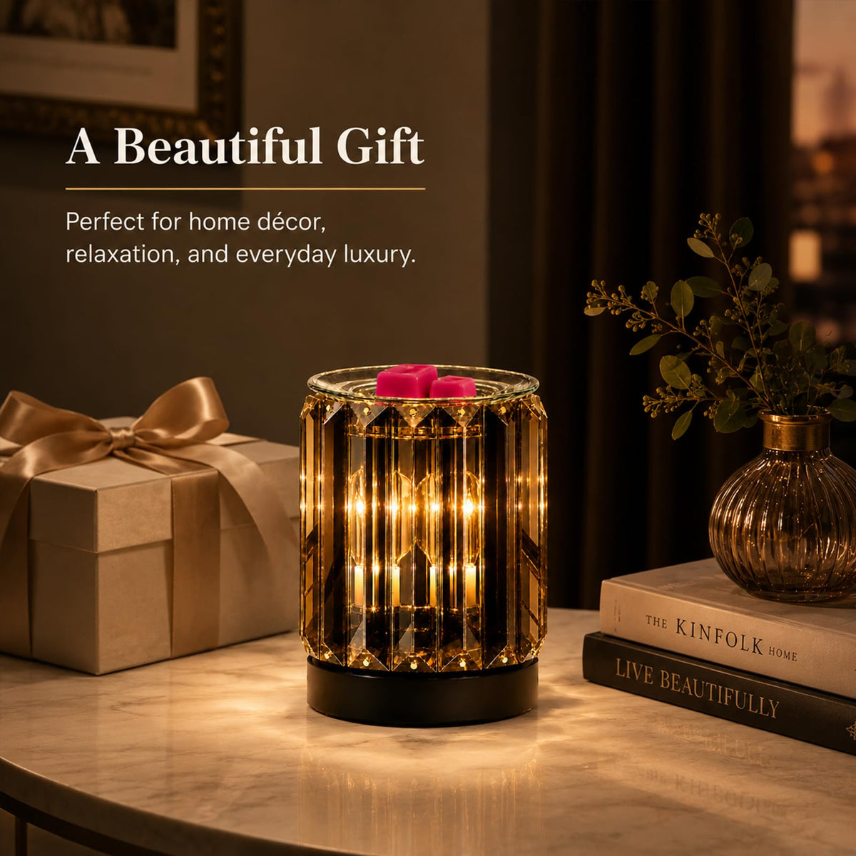 Wax Warmer Electric Wax Melt Warmer with Night Light (Black)