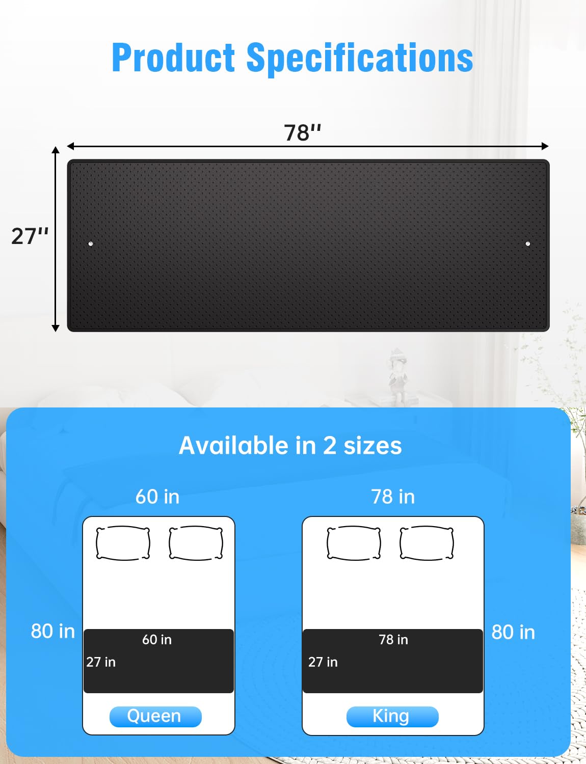 Grounding Mat for Bed with Leather (King-27''×78'')