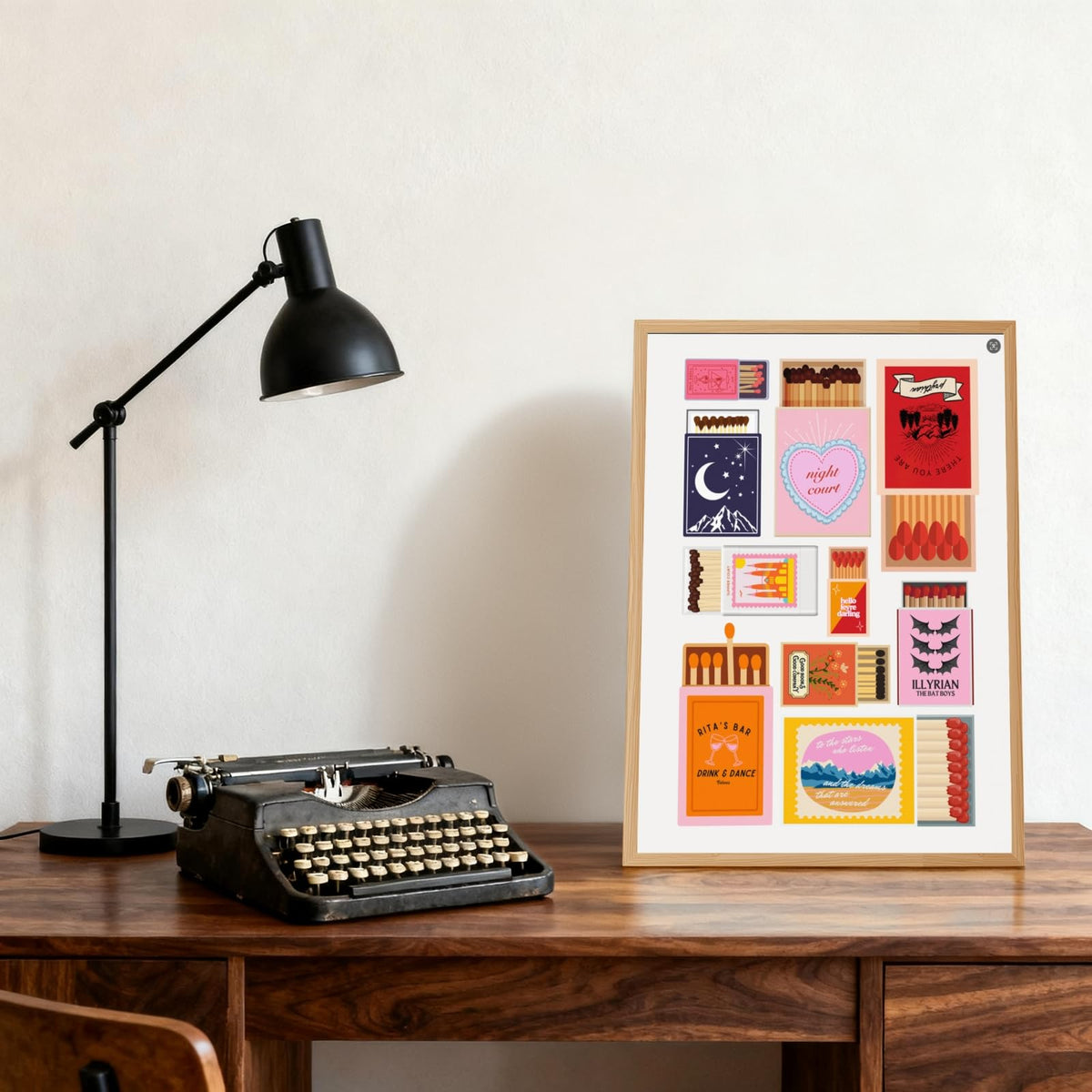 Framed Colorful Matchbox Canvas Wall Art Vintage Minimalist Matchbox Poster Painting Print Gift Retro Western Cowboy Cowgirl Modern Quirky Quote Artwork Aesthetic for Home Bar Decor 12x16inch (12"L x 16"W / Matchbox - Wood Frame)