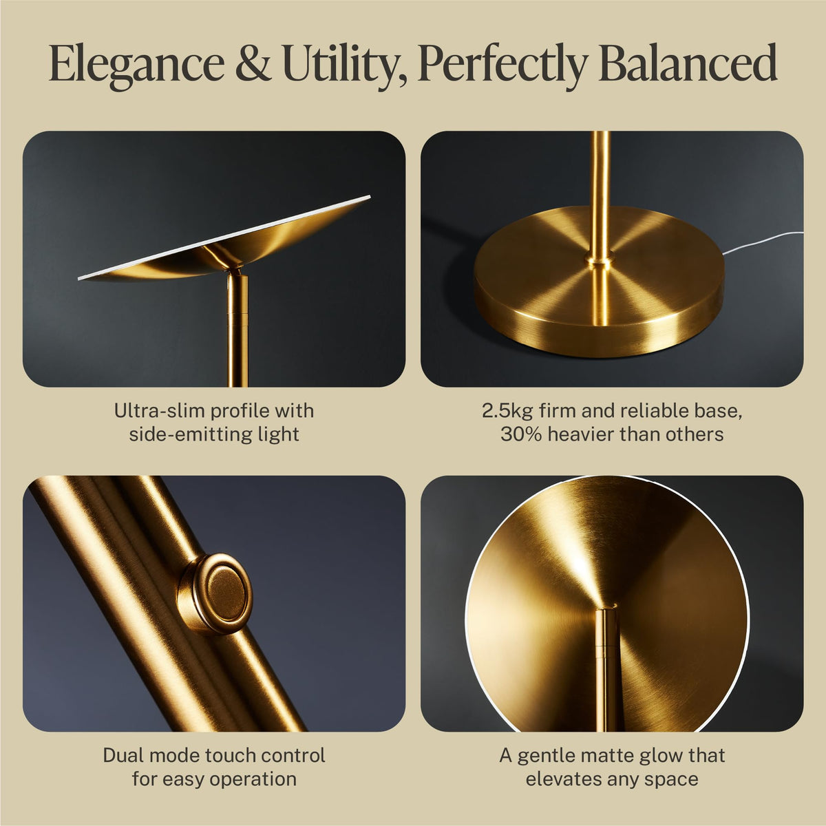 LED Torchiere Floor Lamp (Gold)