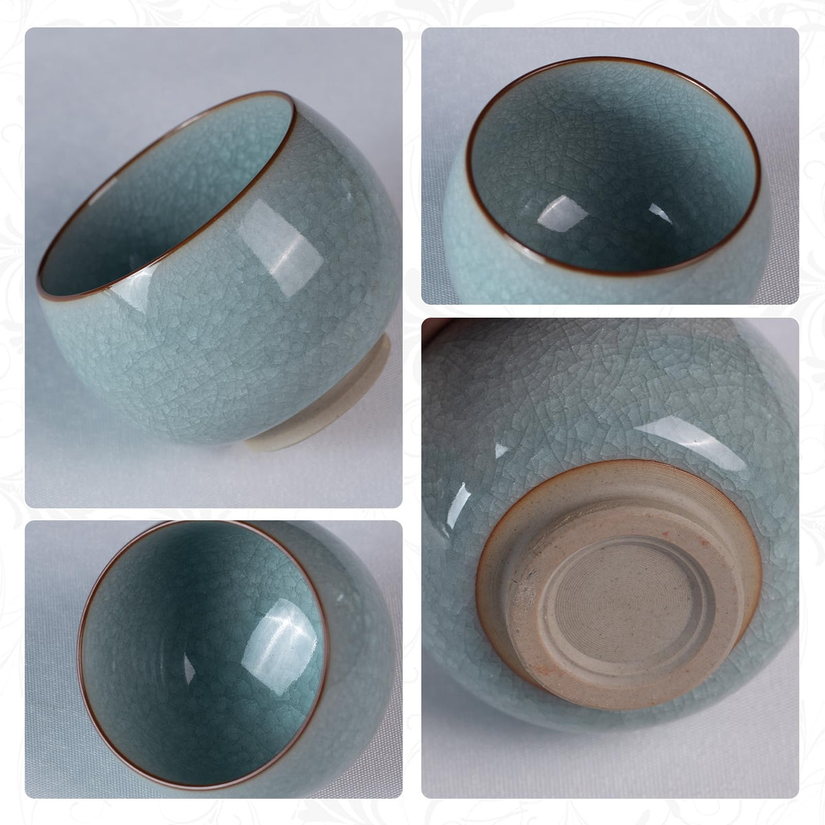 Japanese Tea Cups (Ice Crackle Glaze-Meditation)