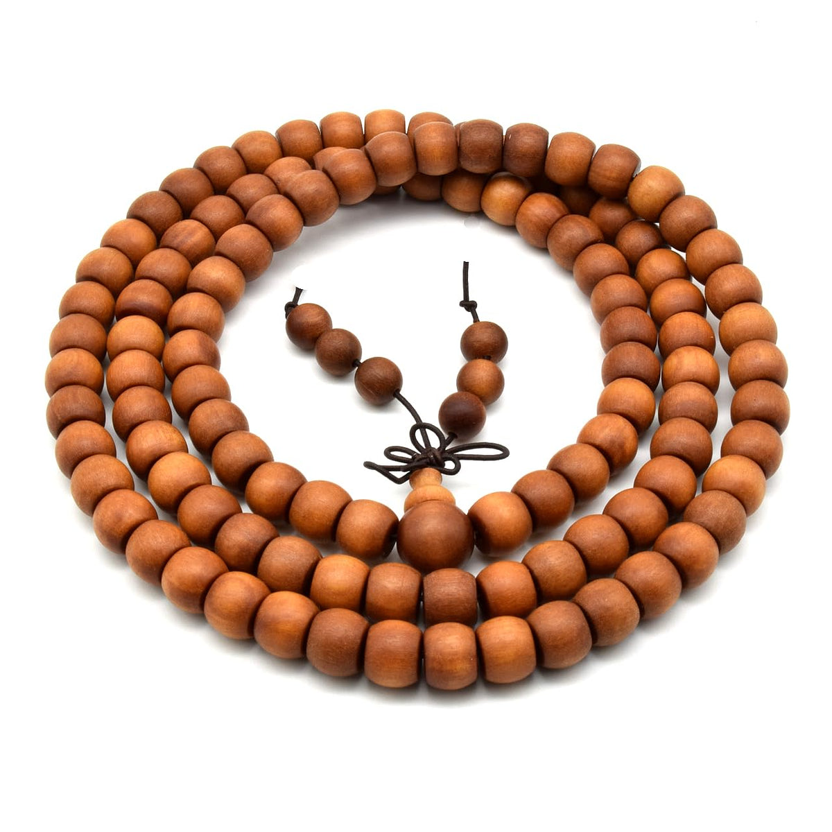 Unisex Teak Wood Prayer Beads Buddha Buddhist Bead Japa Mala Necklace Bracelet Bead (8mm x 10mm x 108 beads)