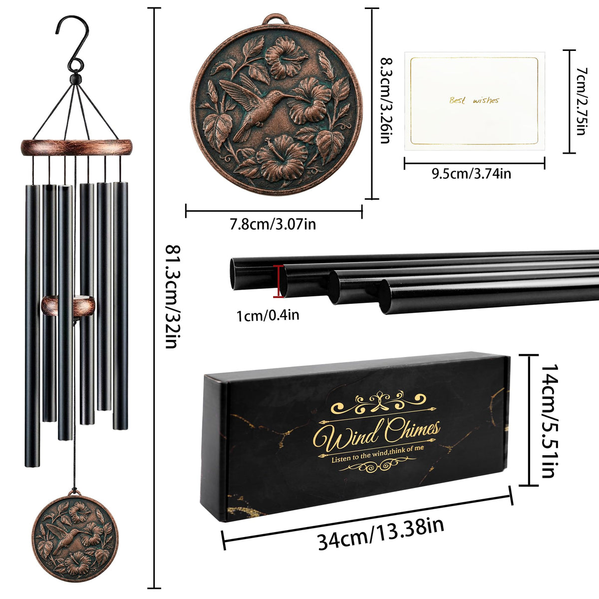 Hummingbird Outdoor Metal Wind Chime (Hummingbird)