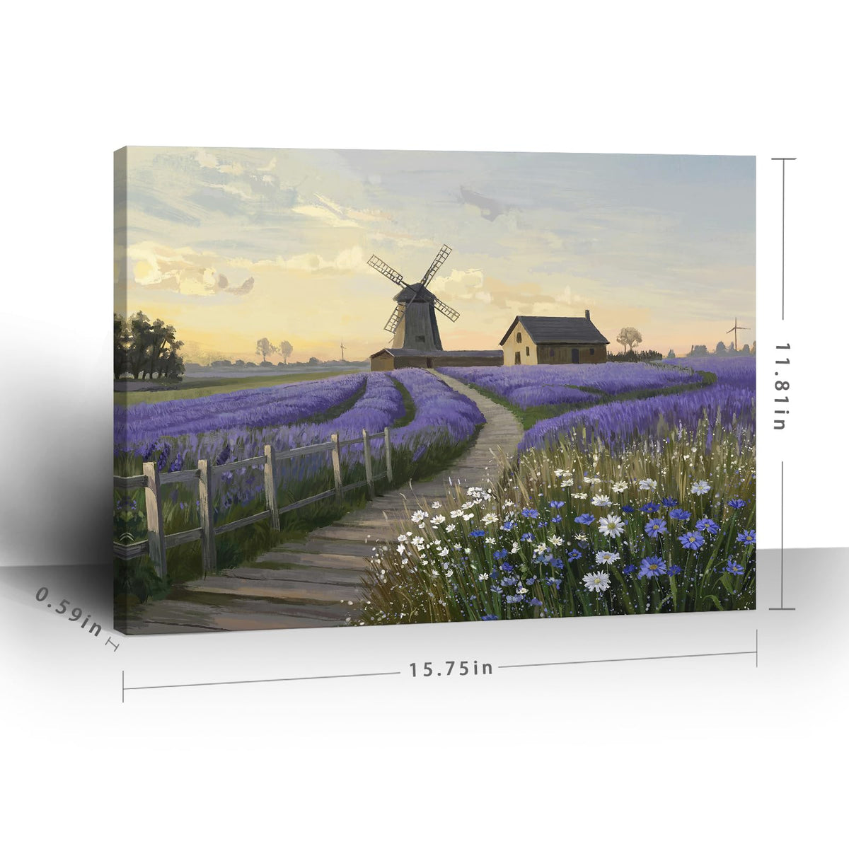 Purple Canvas Wall Art for Bathroom Bedroom Farmhouse 16x12 In (Purple Lavender Wall Art / 16"L x 12"W)