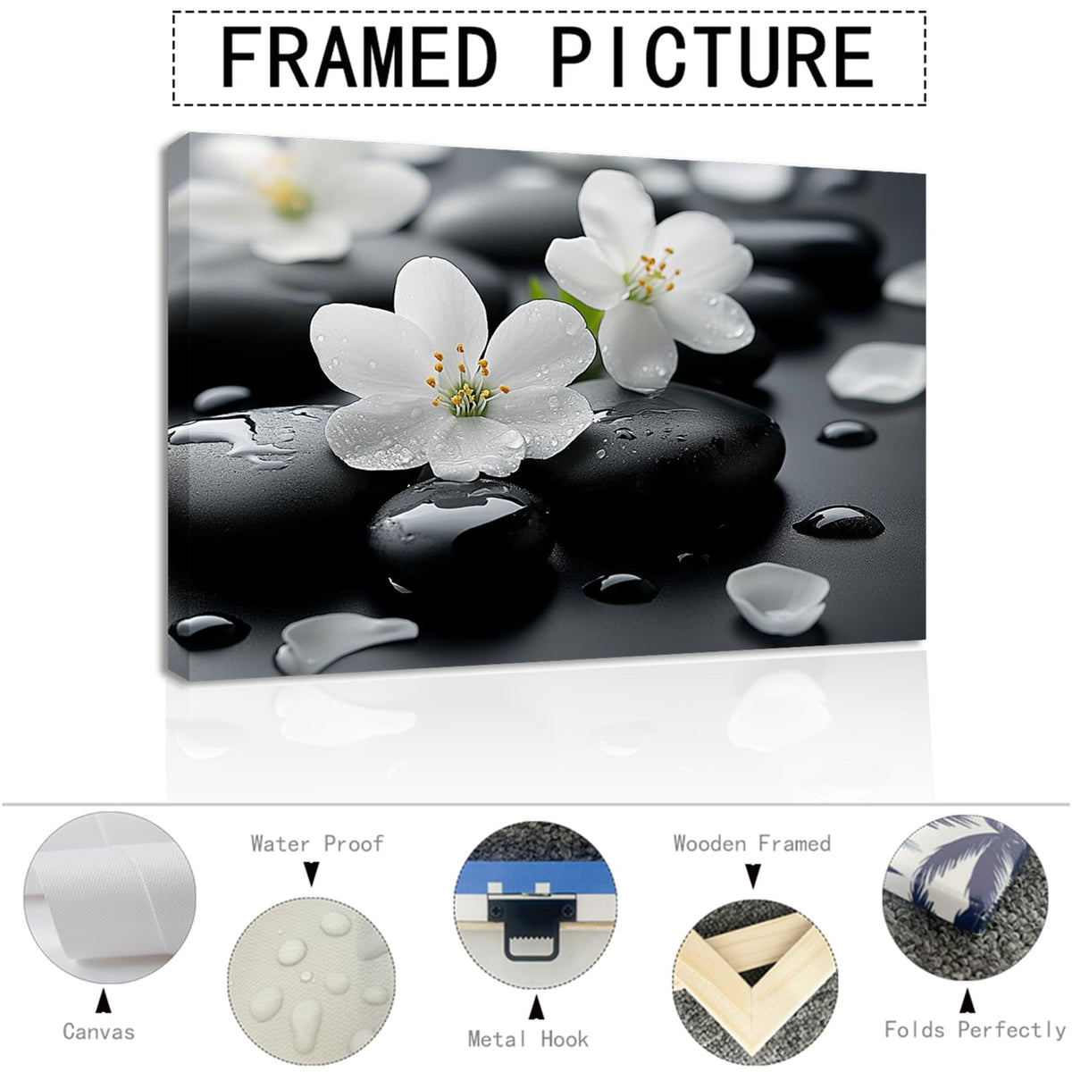 Zen White Cherry Blossom Canvas Wall Art (WE000050-4 / 24"L x 16"W)