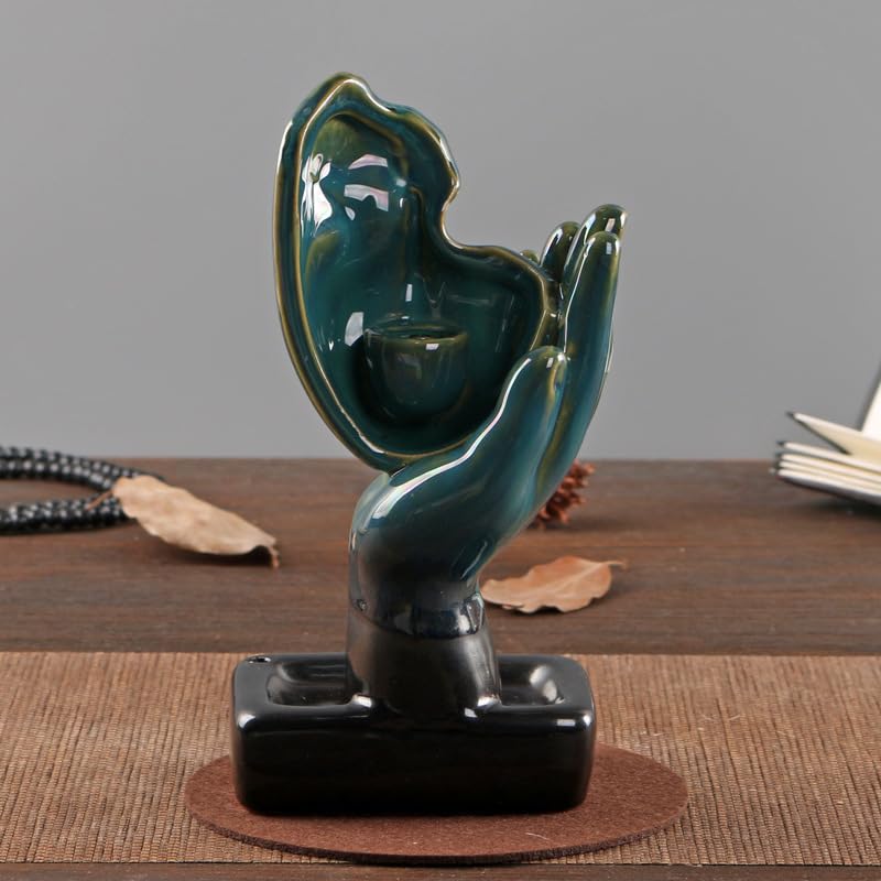 Half Face of Women in Hands Statue Backflow Incense Holder (Face Statue)