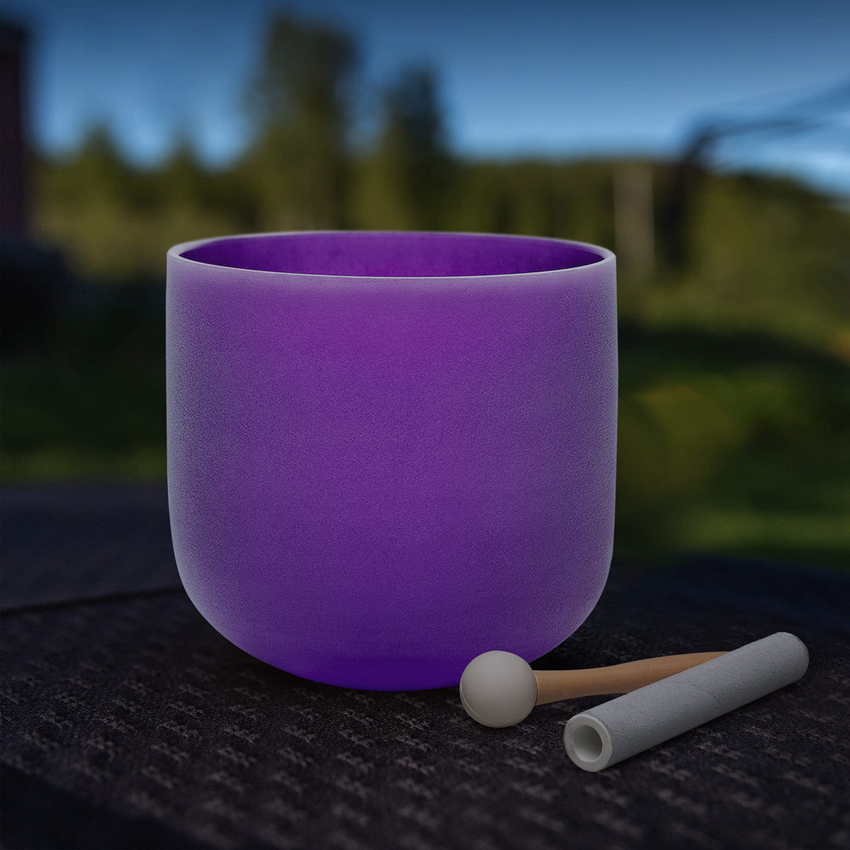 7" 432Hz Purple B Note Crystal Singing Bowl Crown Chakra with Suede Mallet for Meditation (7 inch / 432Hz Purple B Note)