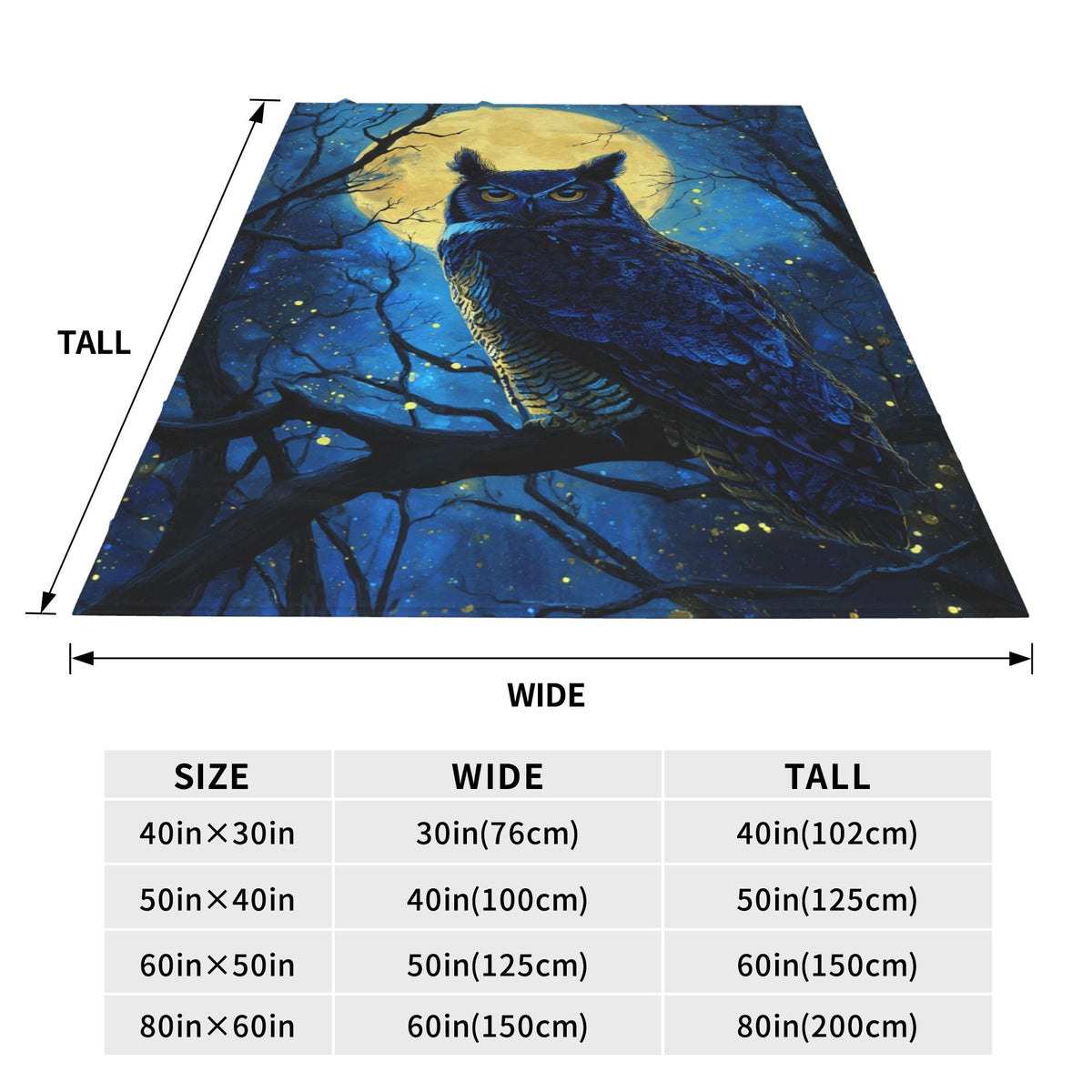 Owl Fleece Throw Blanket Animal Gifts Room Decor 40"x50" (Owl / 40"X50")