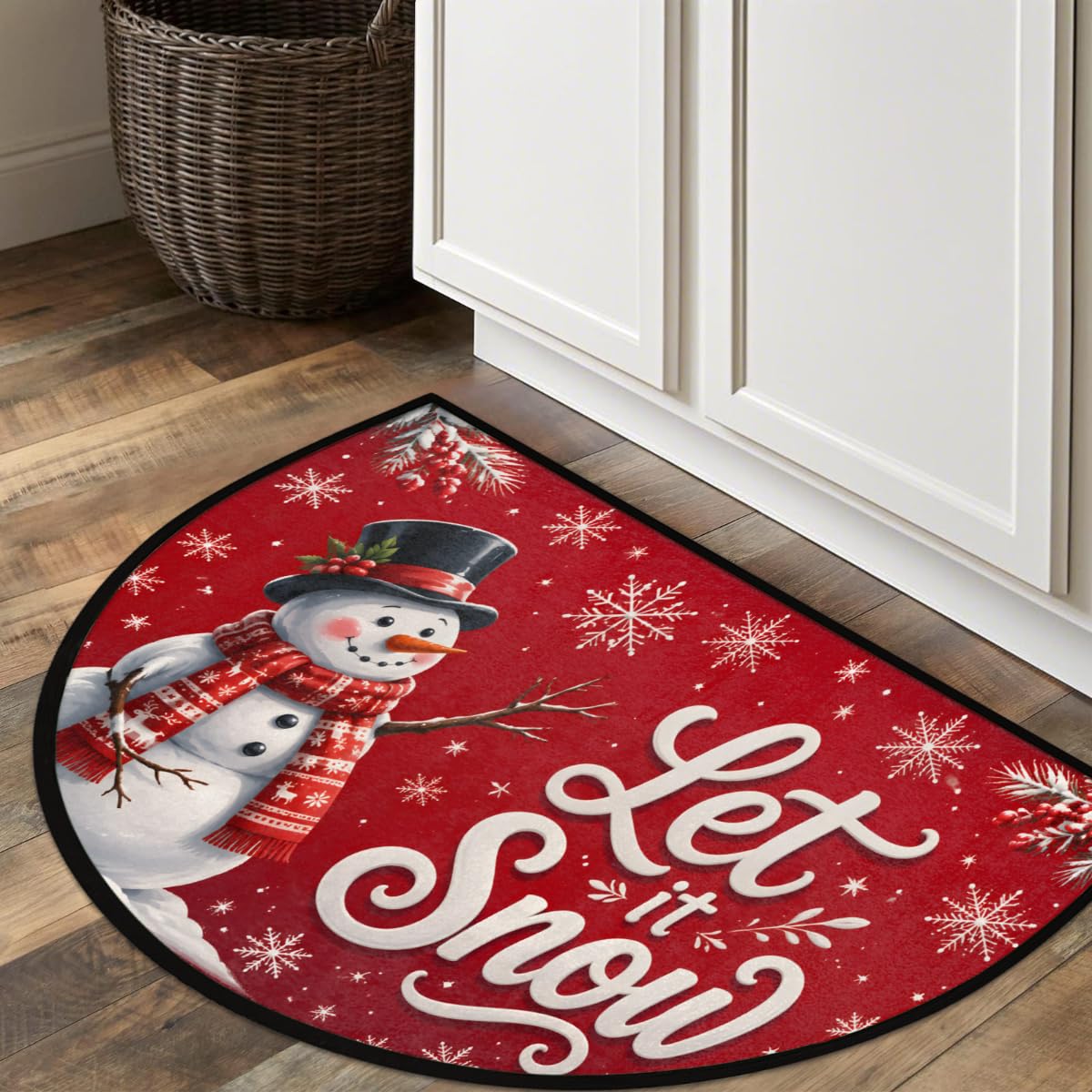 Christmas Half Round Door Mat Welcome Entrance Rug Outdoor Indoor A2 (A-95 Christmas Snowman)