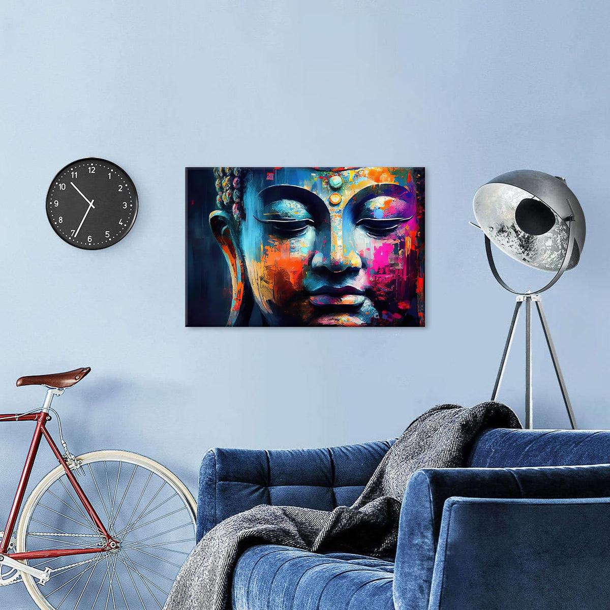 Buddha Wall Art for Meditation Room Colorful Zen Painting Modern Home Living Room Decor Buddhist Statue Poster Bedroom Picture Canvas Prints Buddha Head Spiritual Artwork Office Decorations 20x30" (30"L x 20"W / Buddha)