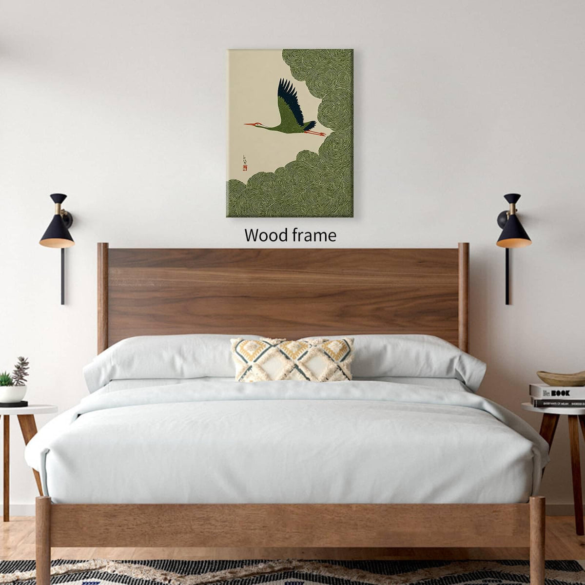 Vintage Japanese Flying Wall Art Ready to hang 11x14in Wrapped Framed Nature Bird Pictures Aesthetics Posters Animal Prints Nordic Nature Zen Calm for Asian Syle Living Room Bedroom Office Decor (Wrapped Canvas / Japanese Pictures / 14"L x 11"W)