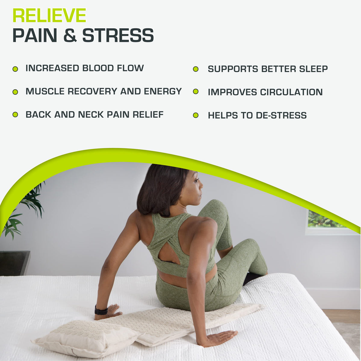 Fit Ki Acupressure Mat and Pillow Set with 100% Natural Linen for Back (Sand Dunes)