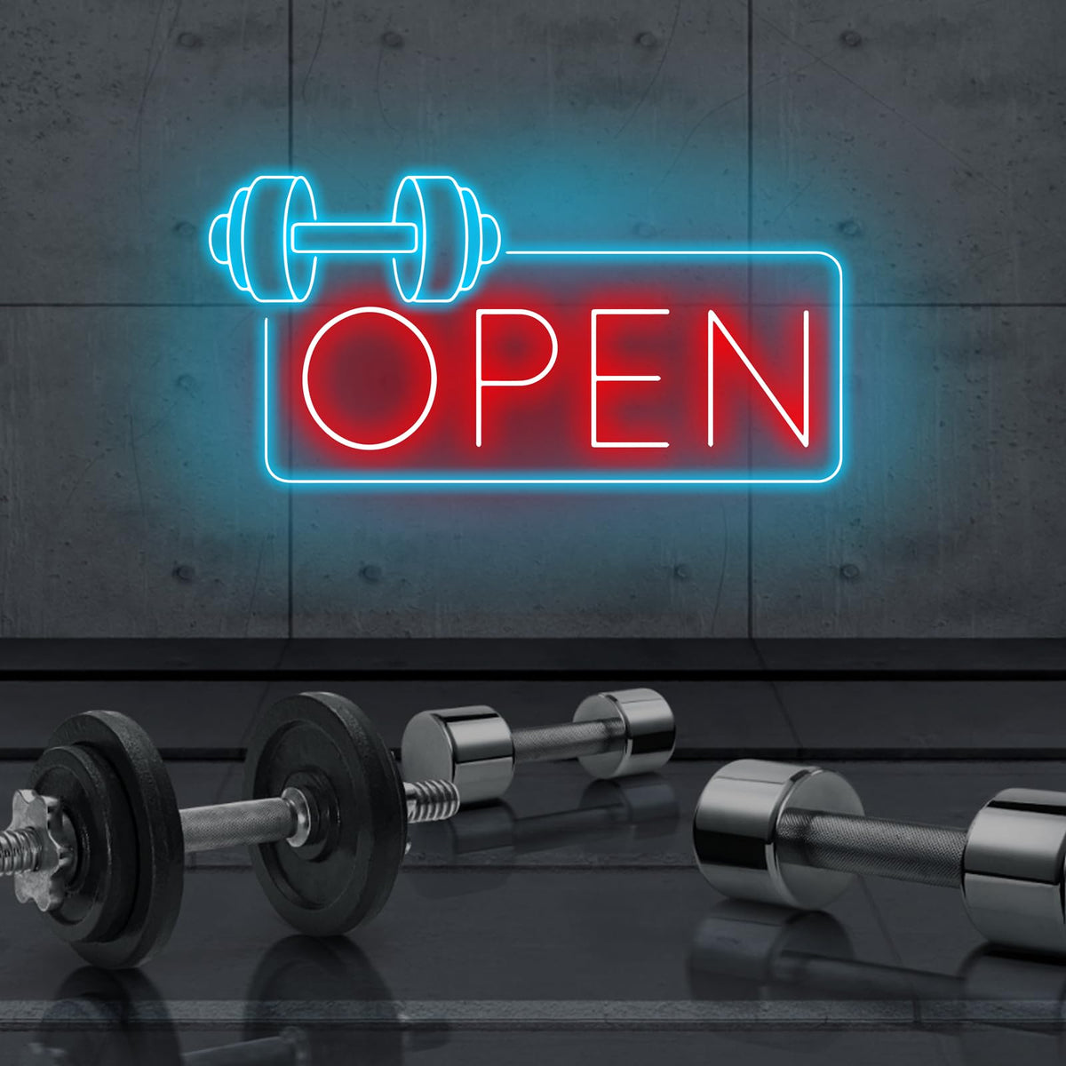 Gym Open Neon Sign with Dumbbell for Fitness Club Business Window Decor (Gym Open)