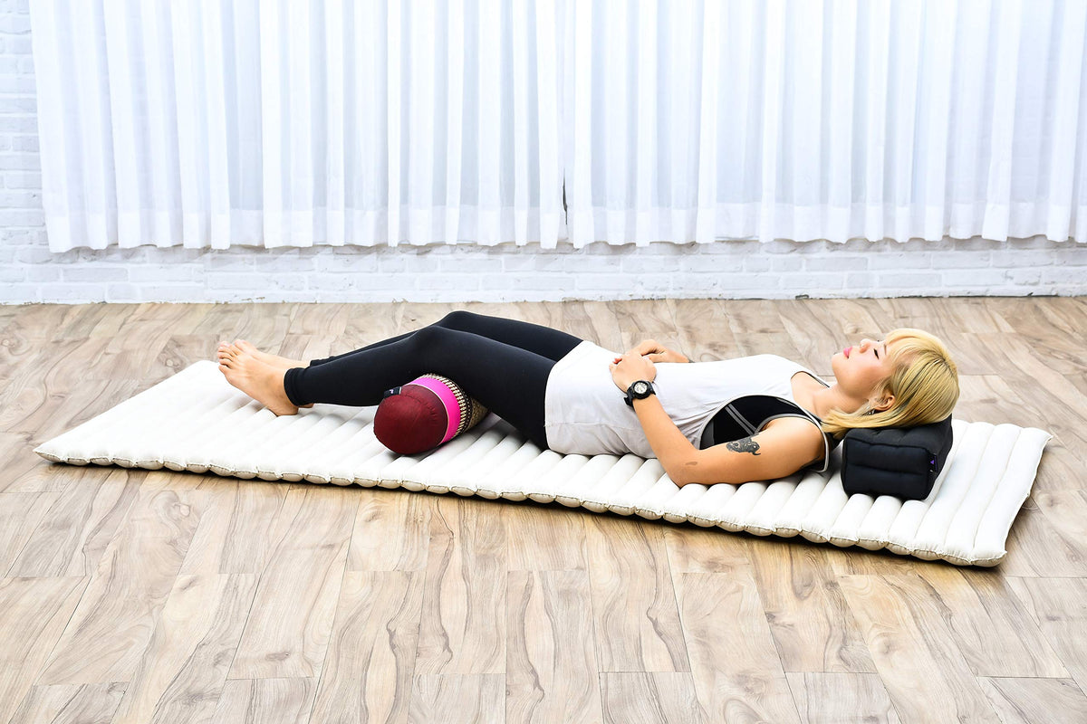 Yoga Bolster 20 x 6 x 6 inches Kapok Roll for Meditation & Massage (Sf29 - Auburn, Pink)