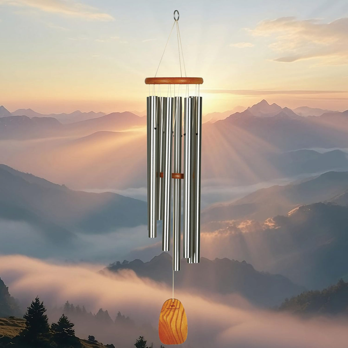 Woodstock Wind Chimes for Outside (Silver / 39")
