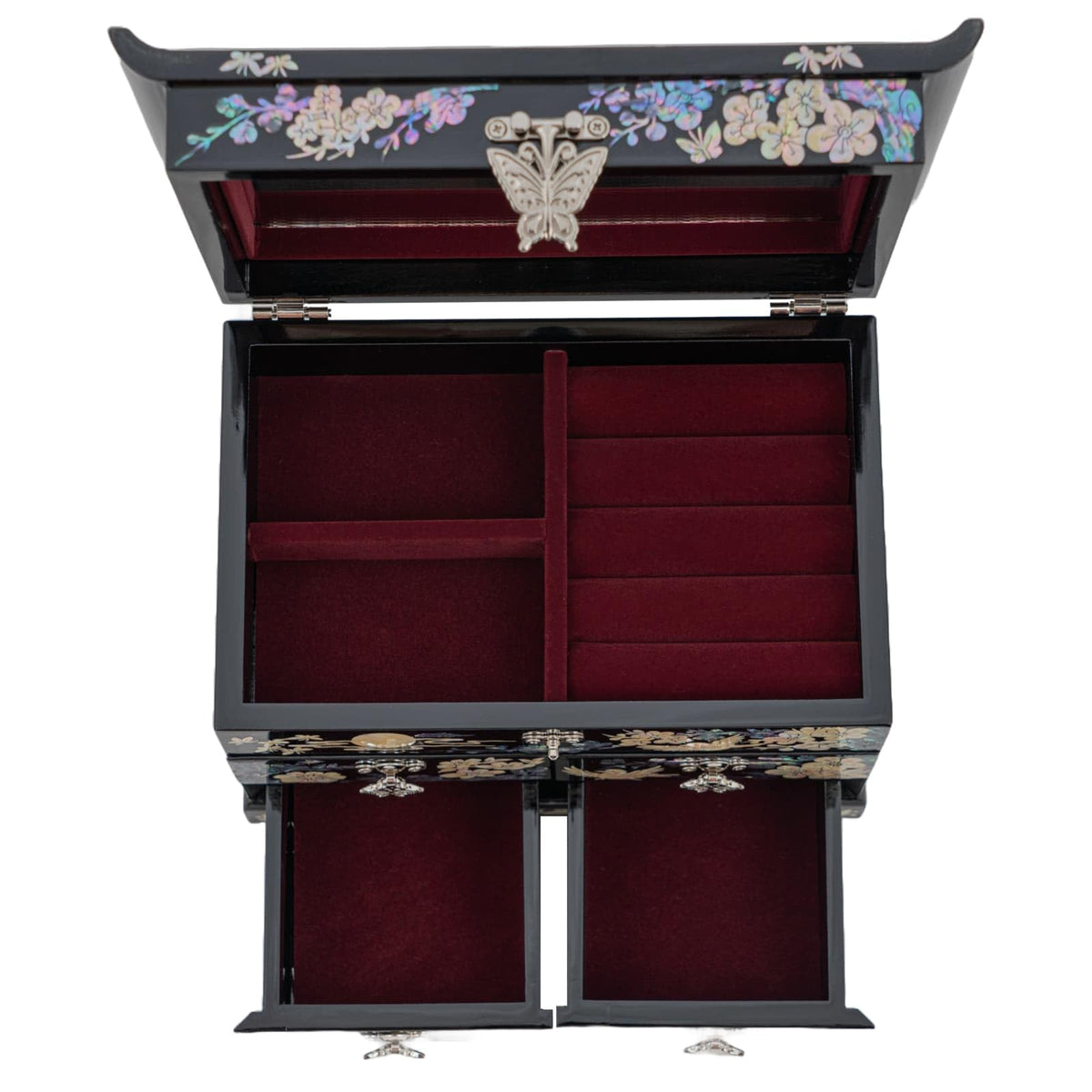 Mother of Pearl Jewelry Organizer Box (Plum Blossom)