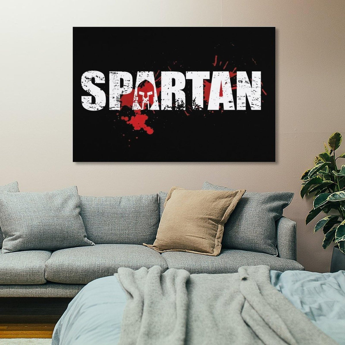 Spartan Beast Poster Canvas Printing Wall Art Prints Wall Decor Posters Black Distressed Typography Warrior Helmet Minimalist Industrial Decor for Living Room Bedroom Office Gym 24x36inch (style-2 / 24x36inch(60x90cm) Unframe)