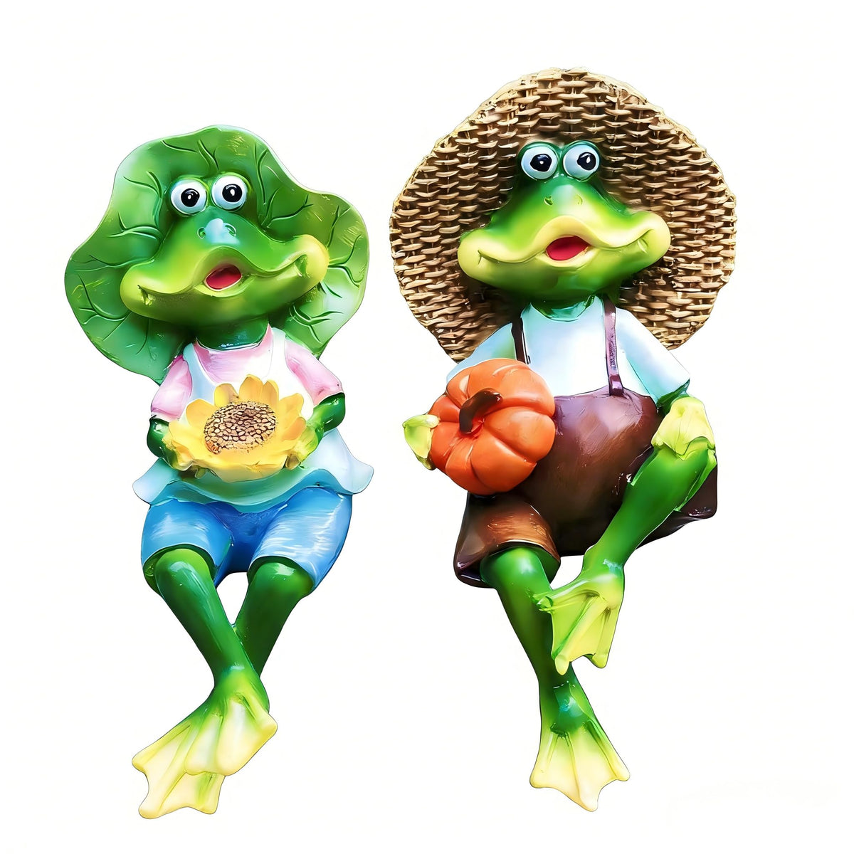 2 Pack Garden Frog Decor for Outside (2Pack Couple Frogs)