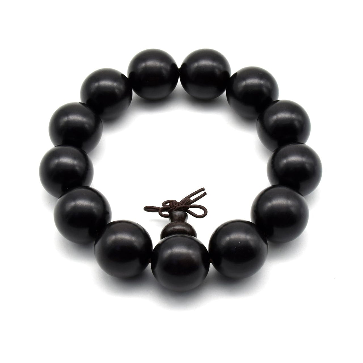 Unisex Natural Ebony Wood Buddhist Prayer Bead Necklace Bracelet Tibetan Prayer Mala Beaded Black (18mm 13beads)