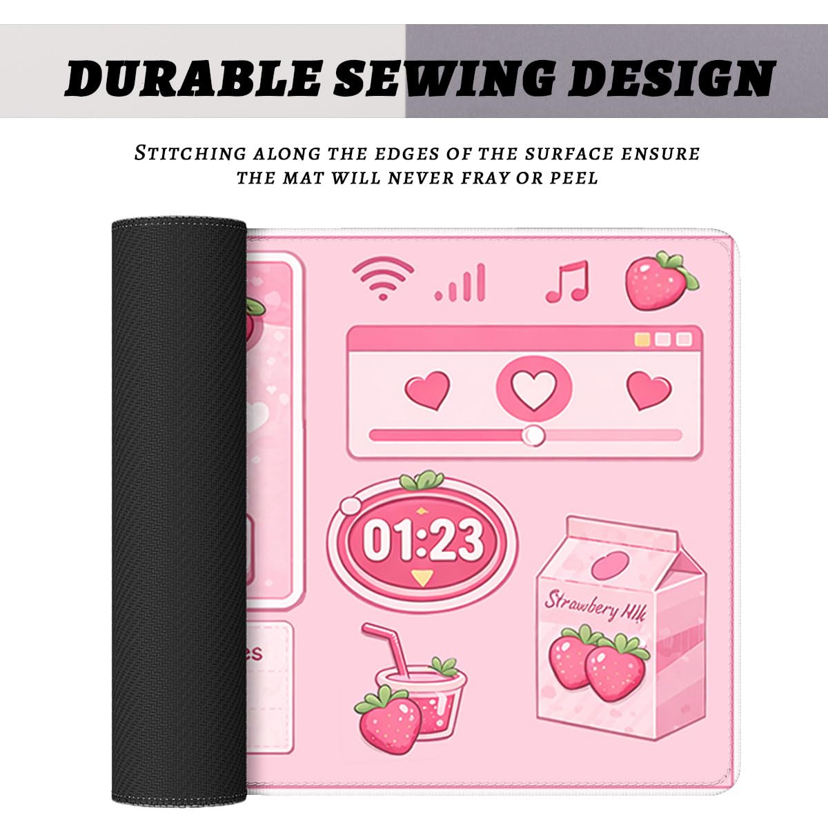 Cute Gamer Gaming Mouse Pad Strawberry Pink Kawaii Aesthetic Mousepad Extended Large Laptop Keyboard Non (31.5" x 11.8" / Cute Gamer)