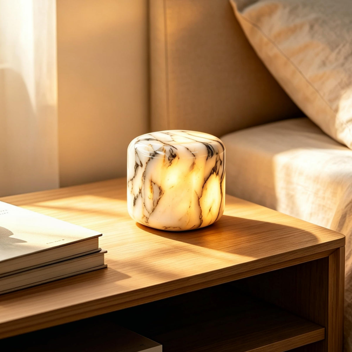 Natural Marble Lamp Cordless Touch Control Night Light 3 (Gold Calacatta)