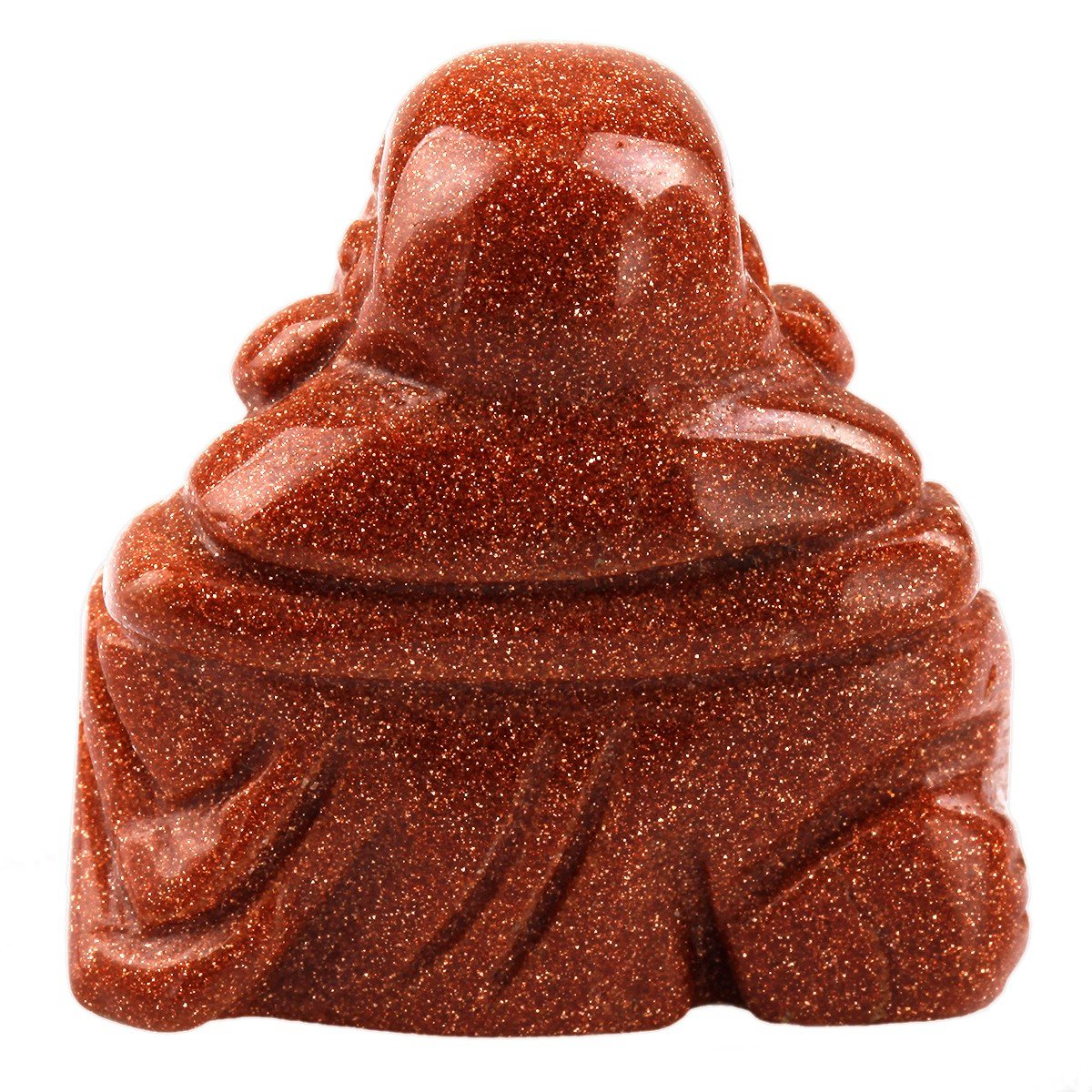 1.5" Gold Sand Stone Laughing Happy Buddha Feng Shui Figurine (1.5" / Gold Sand Stone)