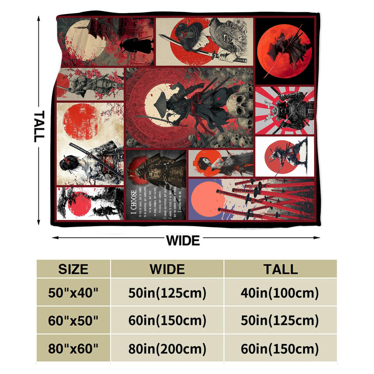 Japanese Samurai Throw Blanket (50"x60" / Japanese)