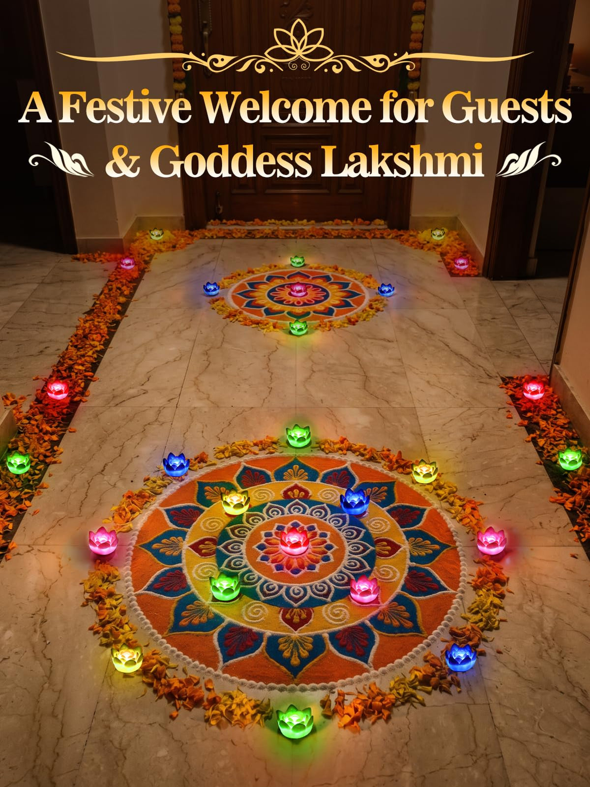 30 pcs Gradient Diwali Decorations Lotus Light