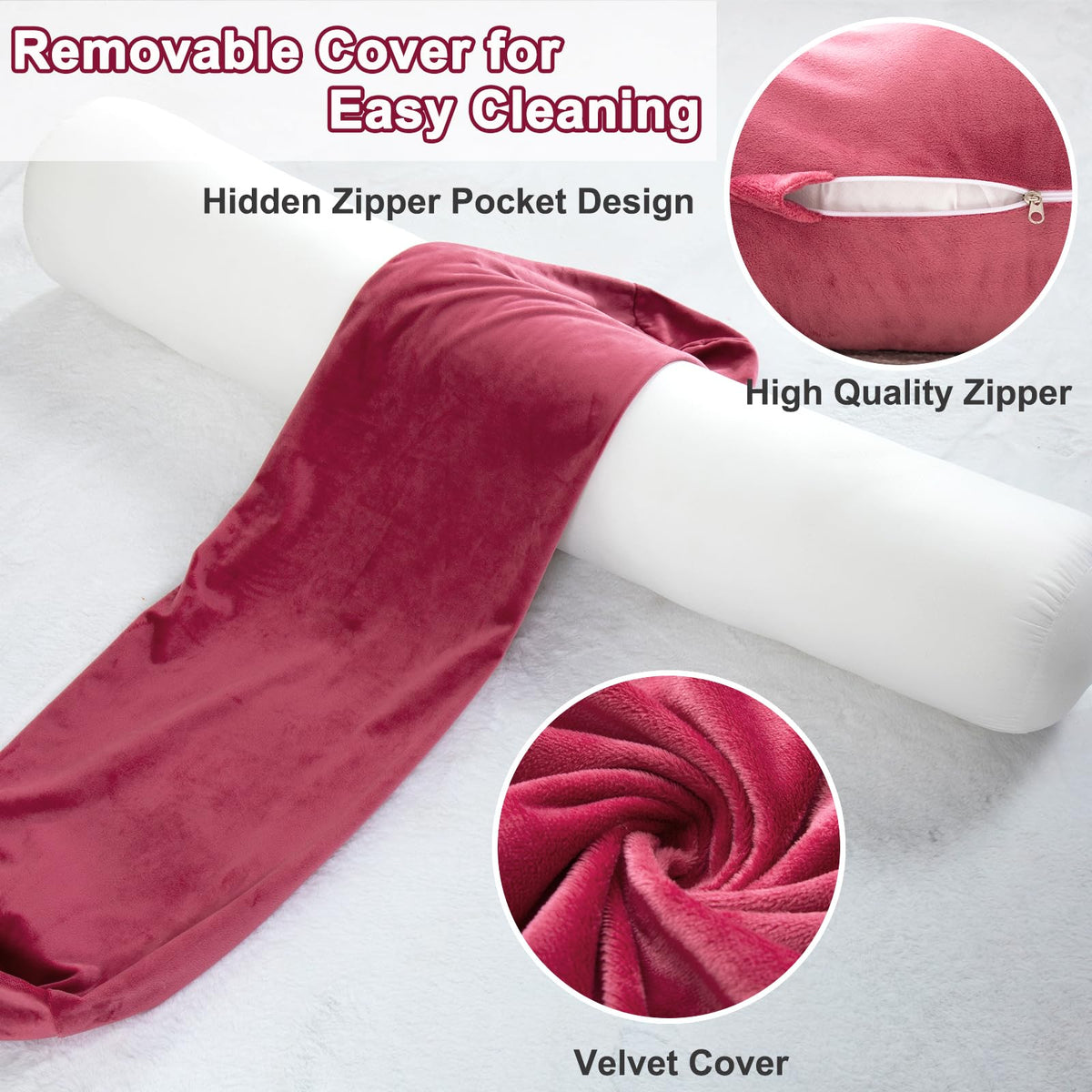 Bolster Pillow for Bed (Red / 47 inch)
