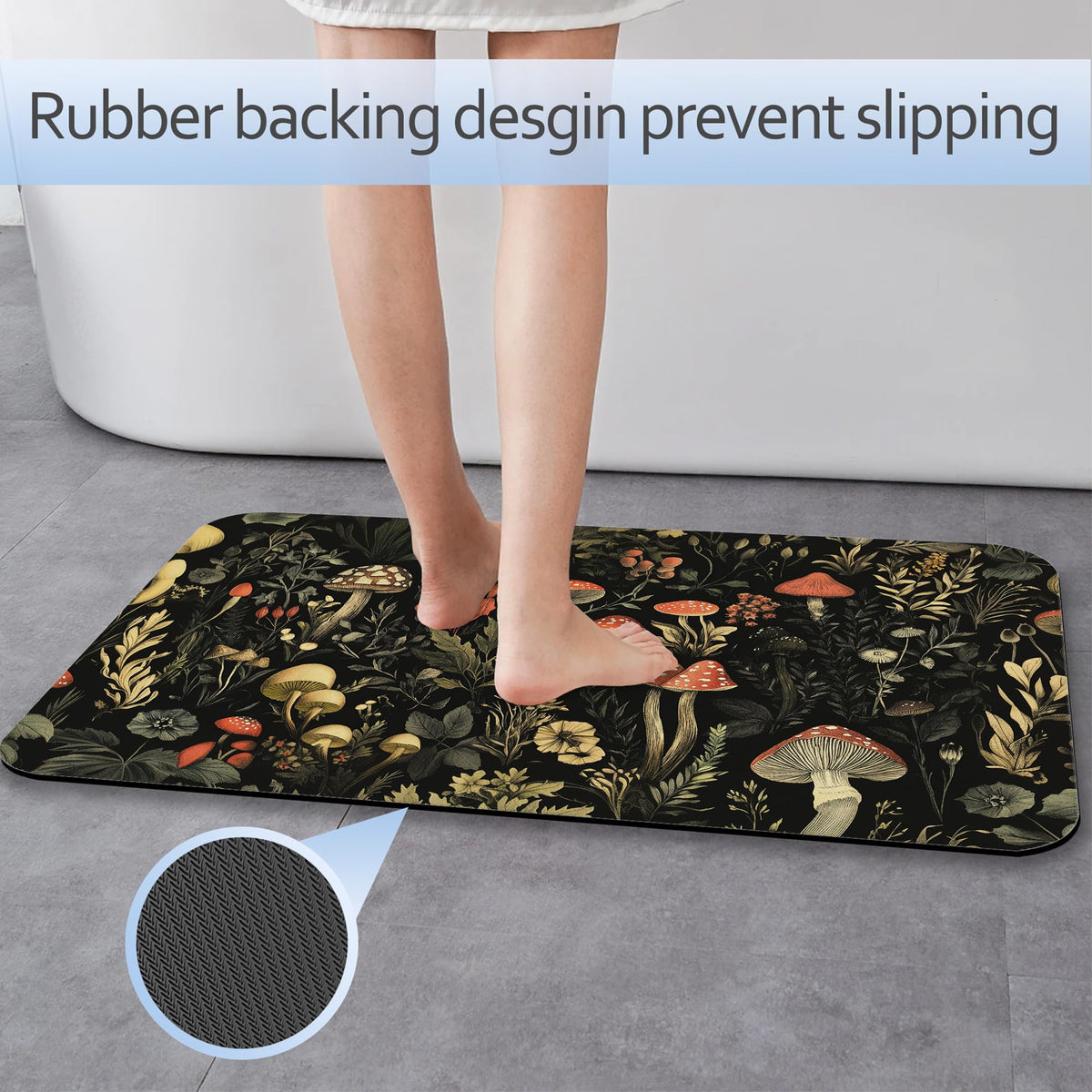Retro Mushrooms Bathroom Rug 29.5"x17" (Retro Mushrooms)