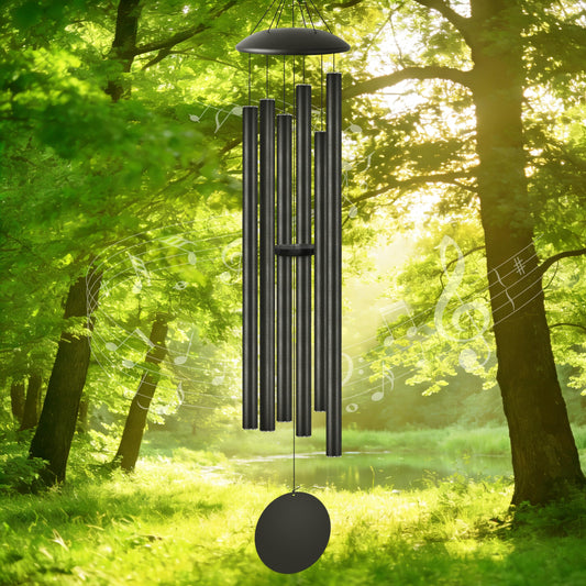 60" Extra Large Wind Chimes for Outside Deep Tone Wind Chimes Garden Decor (Black Thick / 60")