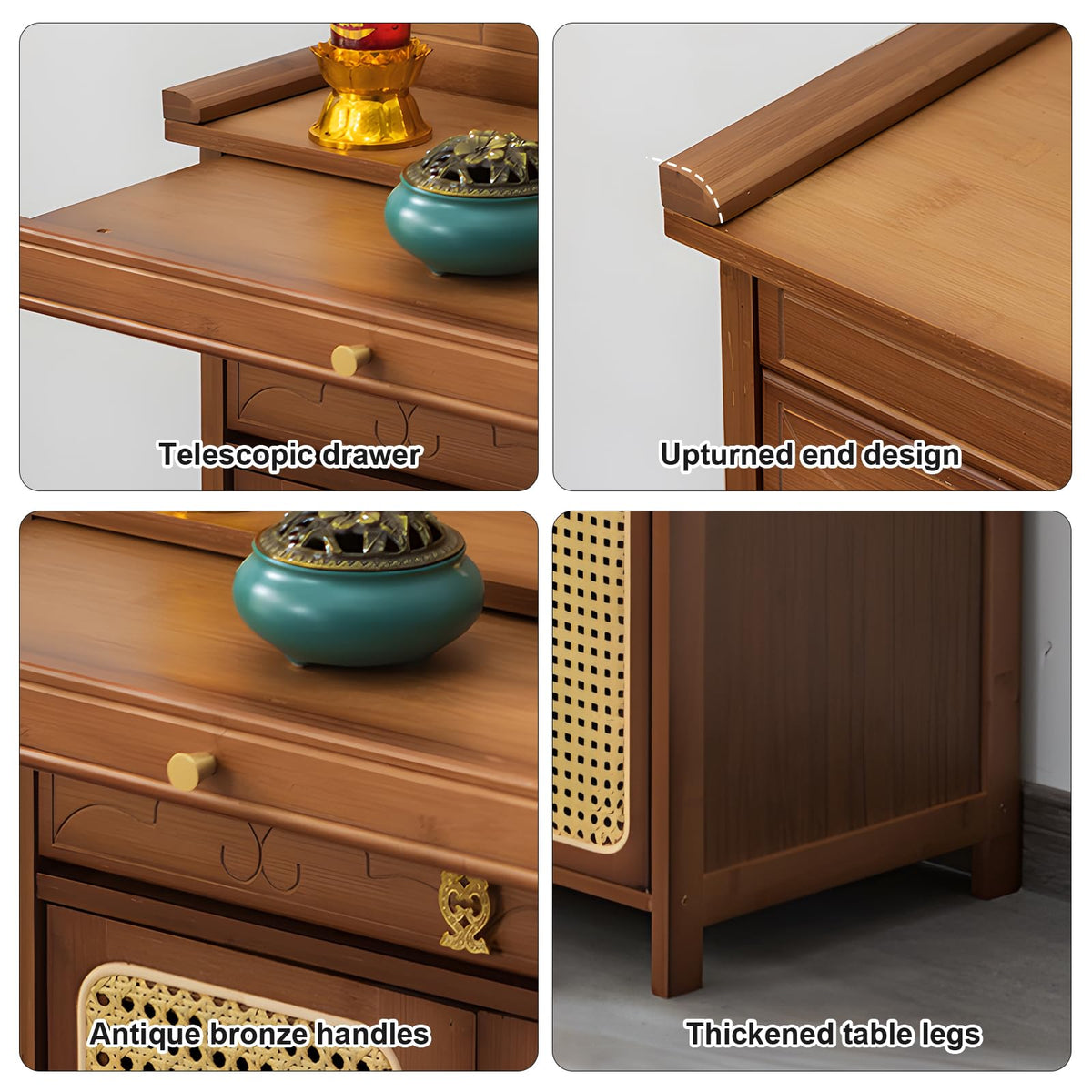 Bamboo Altar Table (23.6 / without Elevated Platform / Tea-tone Brown)