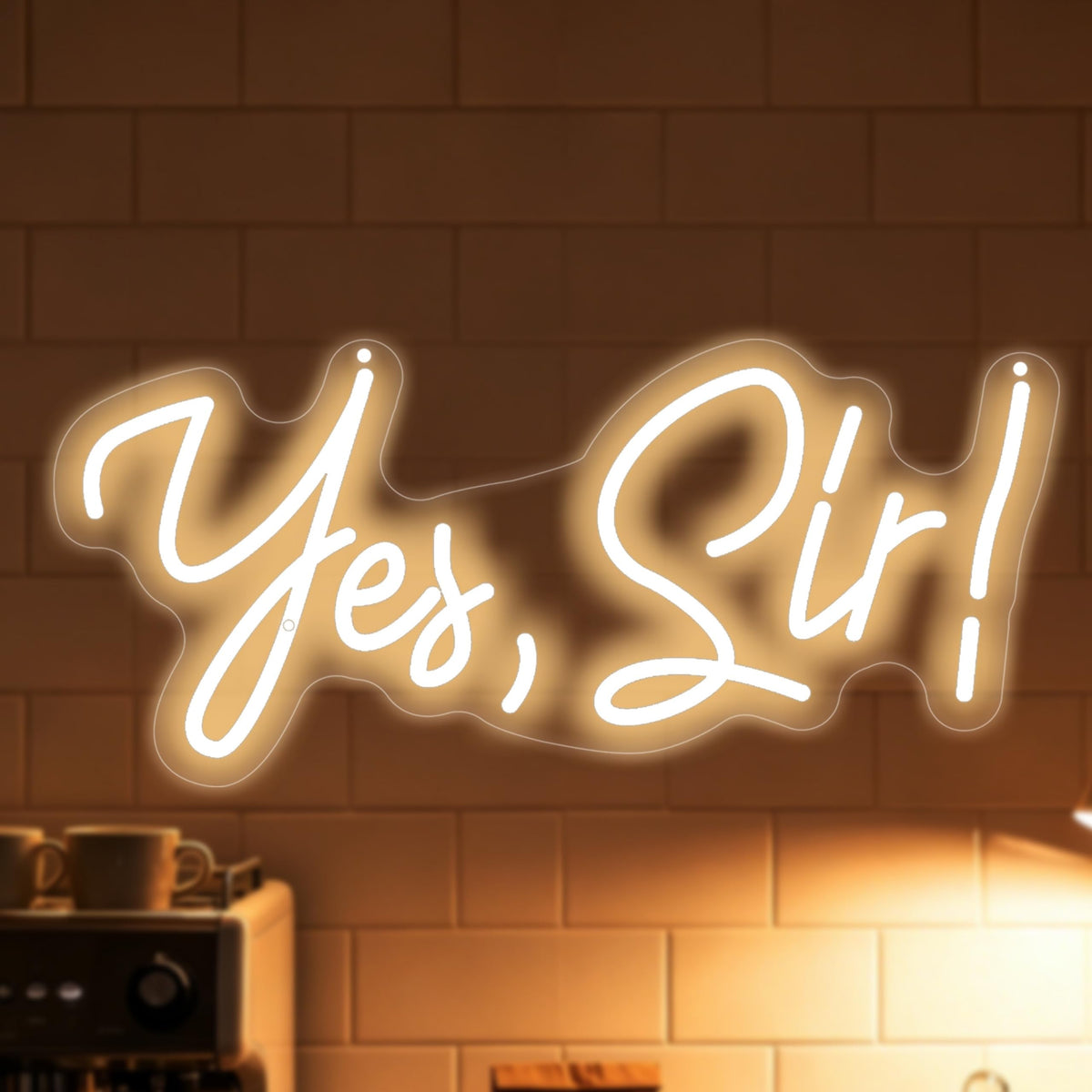Yes Sir Neon Sign Motivational Quote LED Wall Decor (yes sir-Warm White)
